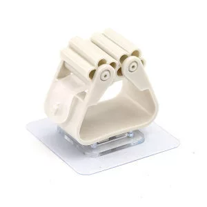 No-Drill Mop Holder Wall Hook, no-trace PP+TPR mop clip, compact 6×4×2.5 cm