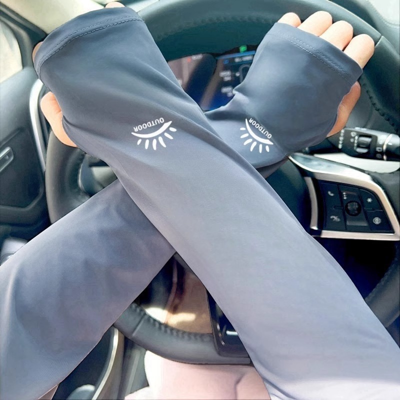 防晒冰丝袖套女夏季新款宽松透气防紫外线骑行开车护手臂冰袖|undefined