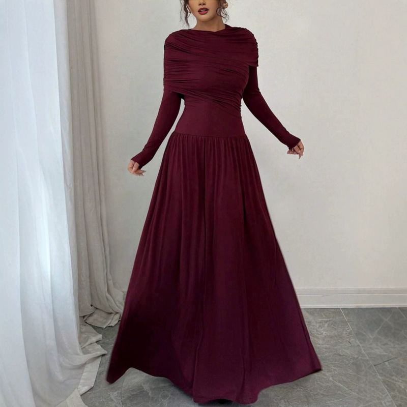 Spring, Autumn and Winter New Women's Fashionable and Elegant Shawl Solid Color Dress Spring, Autumn and Winter New Women's Fashionable and Elegant Shawl Solid Color Dress