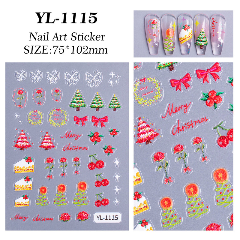 クリスマスシリーズネイルアートステッカー 5D レリーフ立体かわいい雪だるま DIY クリスマスネイルステッカーアクセサリー YL スタイル|undefined