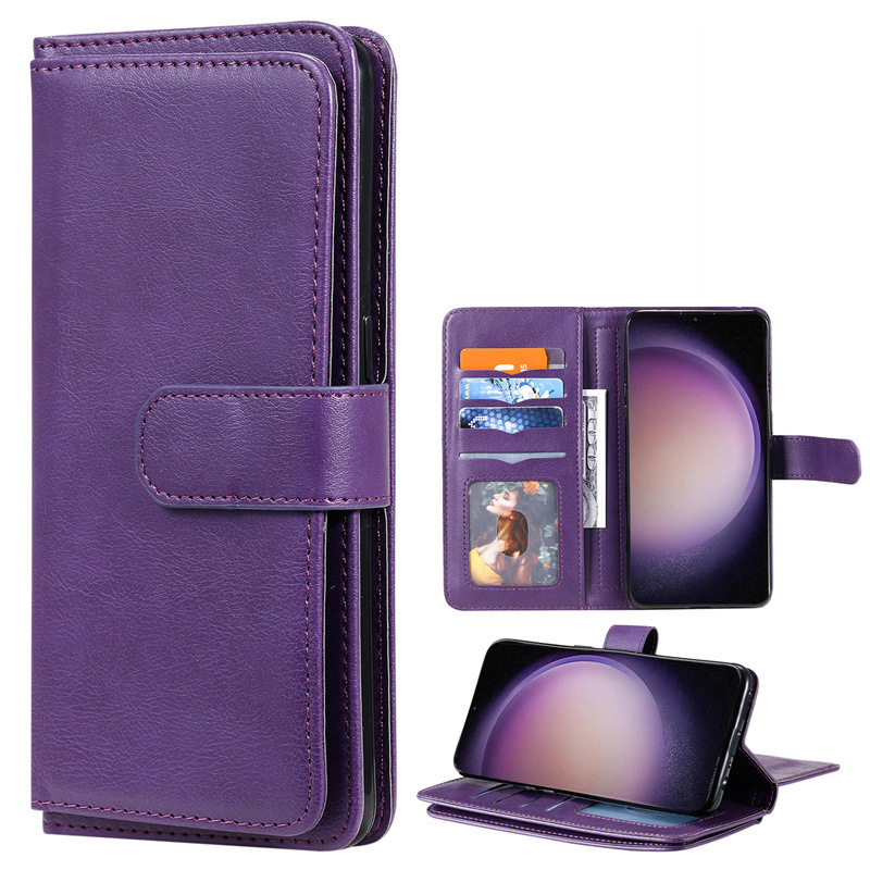 Suitable for Caterpillar Cat S62 Pro phone flip cover solid color 10 card slot holder leather case_voghion.com