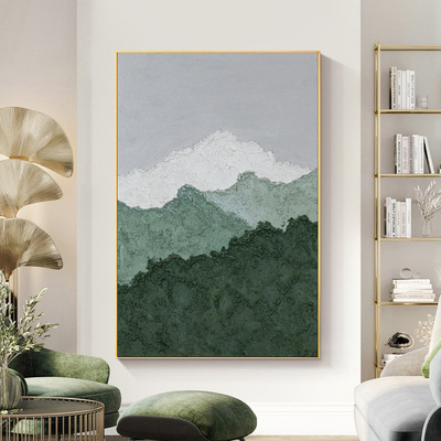 Hand drawn Oil Painting a living room sofa Background wall Hanging picture Skin texture Sandstone Entrance three-dimensional Decorative painting