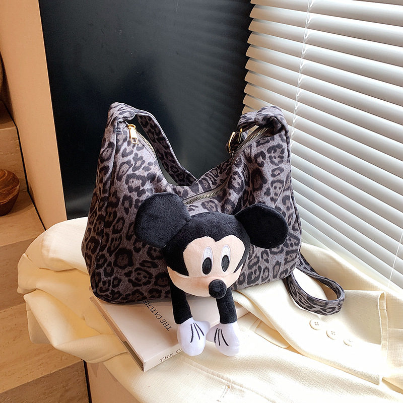 Bolsa de leopardo de mujer nueva gran capacidad textura retro multifuncional bolso de hombro de otoño 2024