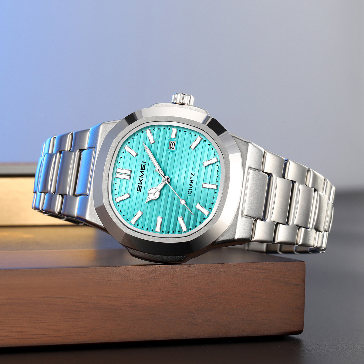Momento de reloj de hombre de negocios de línea de acero nocturna calendario relojes de cuarzo relojes de comercio exterior transfronterizos fabricantes de reloj al por mayor