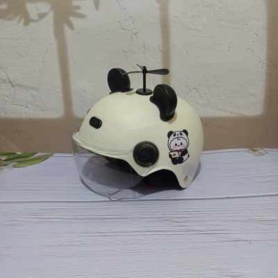 Motosiklet kaskı (dəbilqə) | Kidsren's Helmet Cute Cartoon Anti-Fall - off-white-no-11-short-lens-black-windmill-black-cat-ears-1-5-years-old-3c