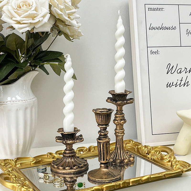 Ins Премиум чувство ретро золотой подсвечник для фотосъемки реквизит гостиная стол атмосфера свечи основание стола