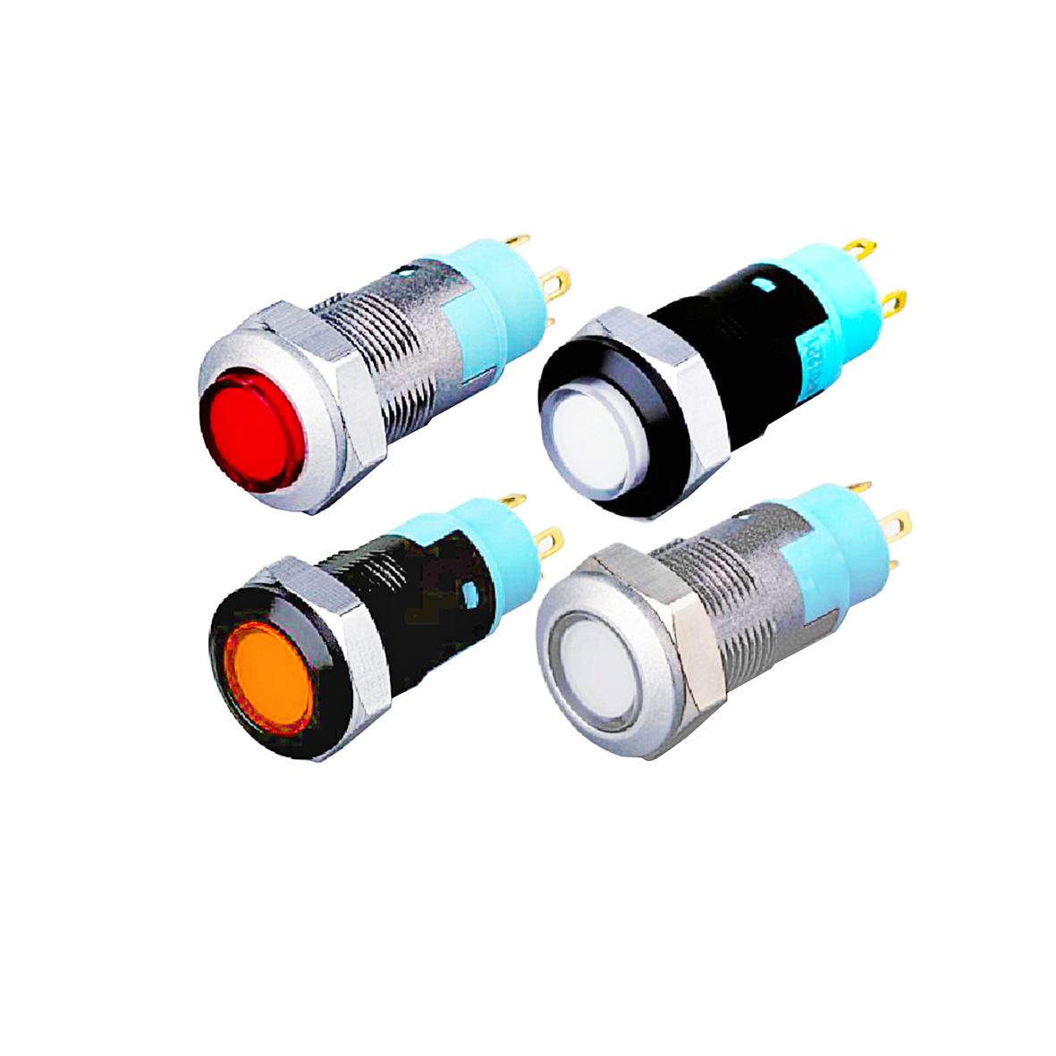 现货供应PB12B系列高密塑料按钮开关带灯平柄高柄自锁复位