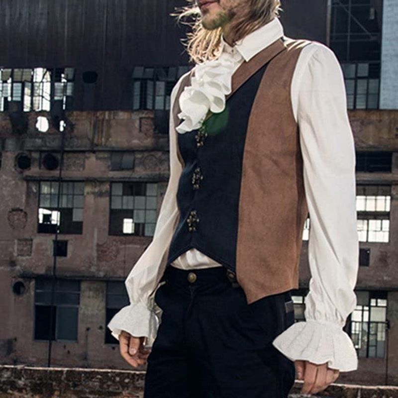 Amazon Retro Medieval Shirt Steampunk Ruffled Shirt European Halloween Show Costume