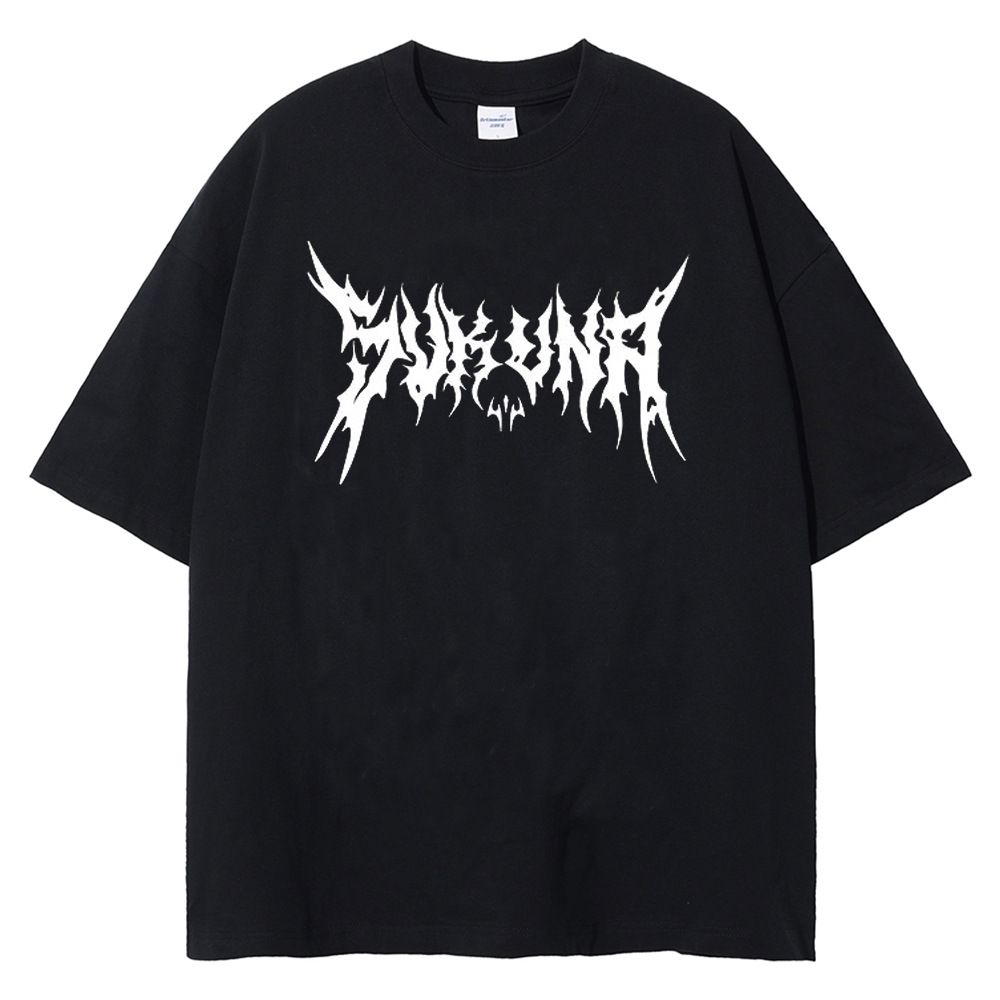 Harajuku anime print t-shirt men streetwearヴィンテージブラックts