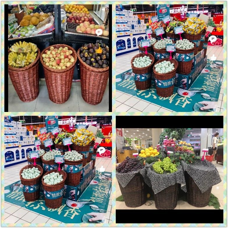 Cestas de frutas de sauce, caña y bambú, supermercado, cestas colgantes de frutas y verduras, bambú trenzado, cestas de almacenamiento de caña, estantes al por mayor