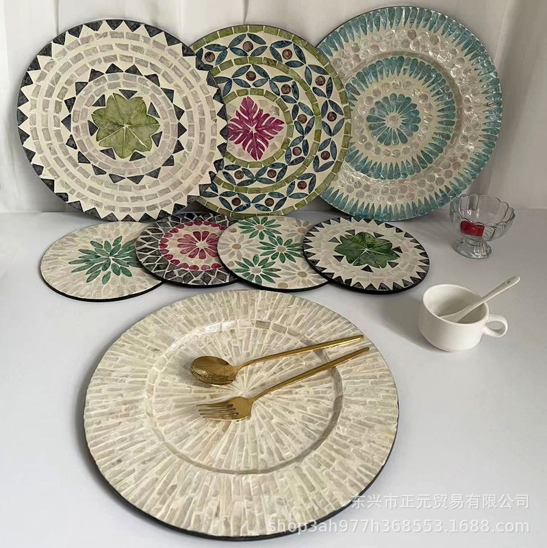 Shell Placemat Shell Decorative Plate Color Shell Cup Mat Creative Decorative Shell Disc Desktop Heat Insulation Mat Shell Mat