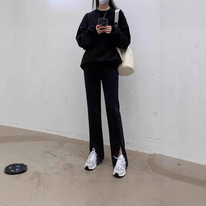 Spring 2025 New Maternity Jeans Fashion Split Loose Flared Long Pants Belly Support Pants One Piece 8361