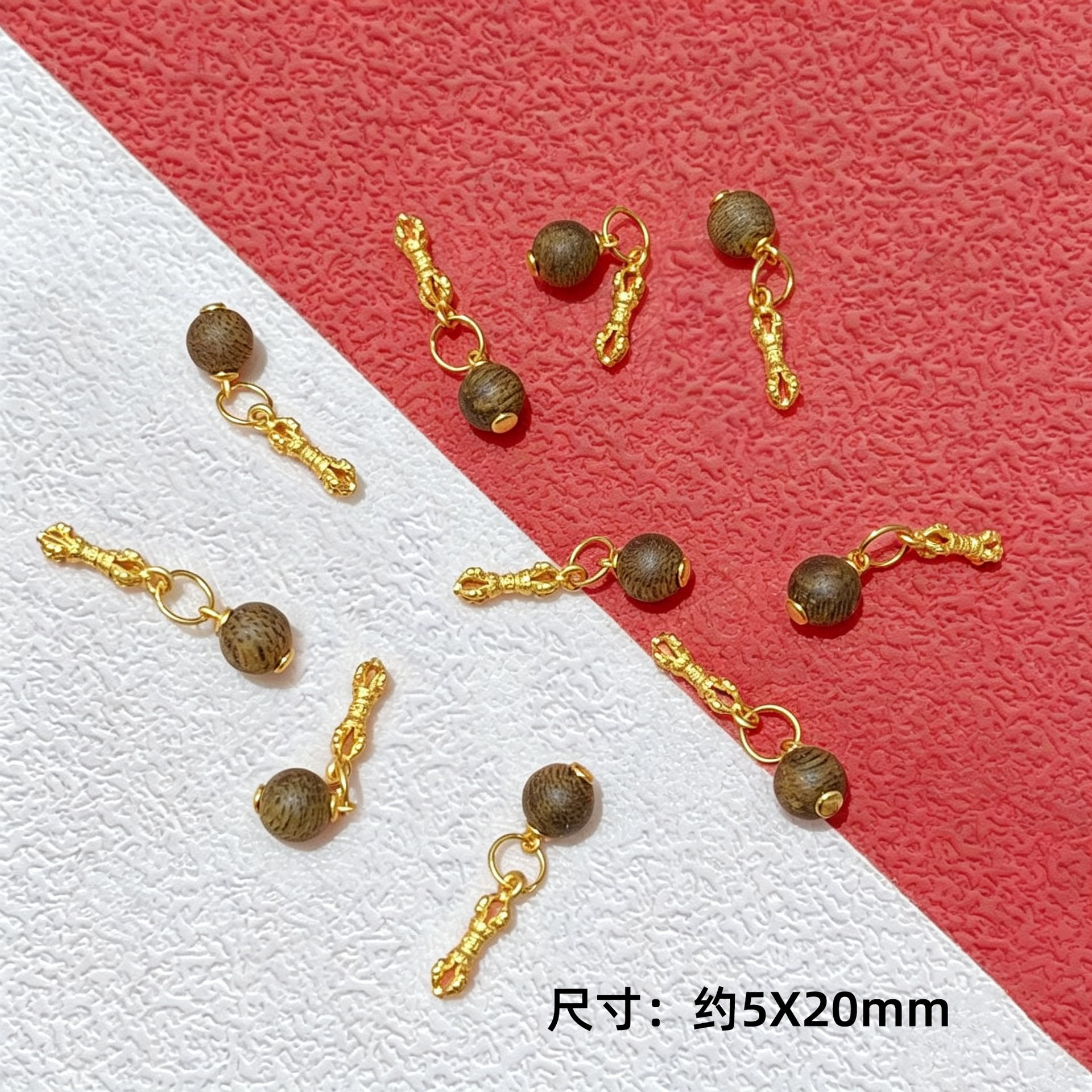 s925 ancient silver gold-plated agarwood spacer beads bracelet DIY accessories loose beads gold-plated decorative beads spacer pieces jewelry materials