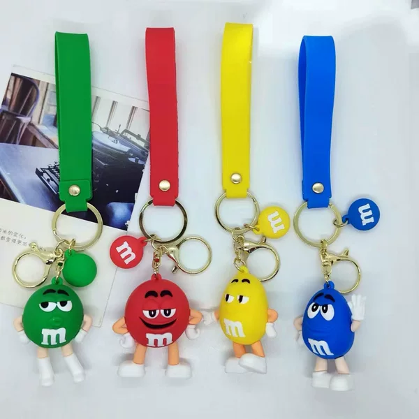 Cross-Border Creative Resin Doll M&M Keychain Pendant Couple Bag Car Keychain Accessories Gift Wholesale