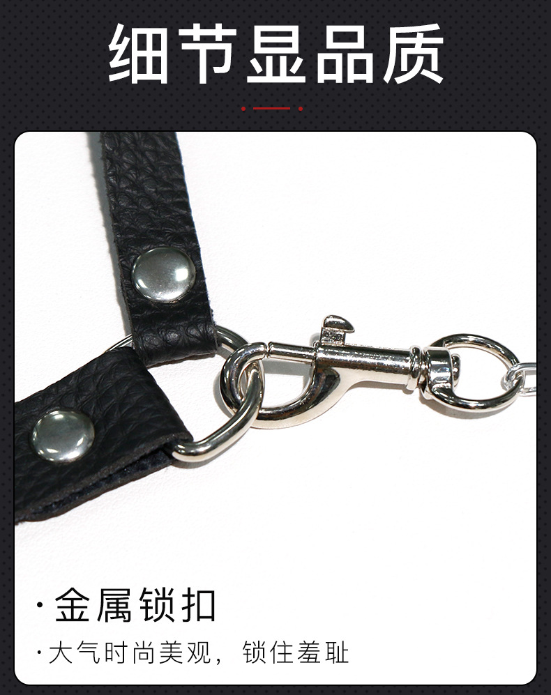 SM Mouth Gag and Nipple Clamp Set in Black Leather and Metal for Adult Bondage Play — detail image 4
