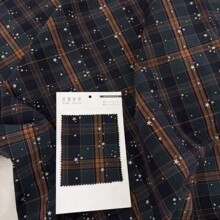仿祚麻老爹布格子布 烫银星星布料日系格子衬衫男装面料箱包布料