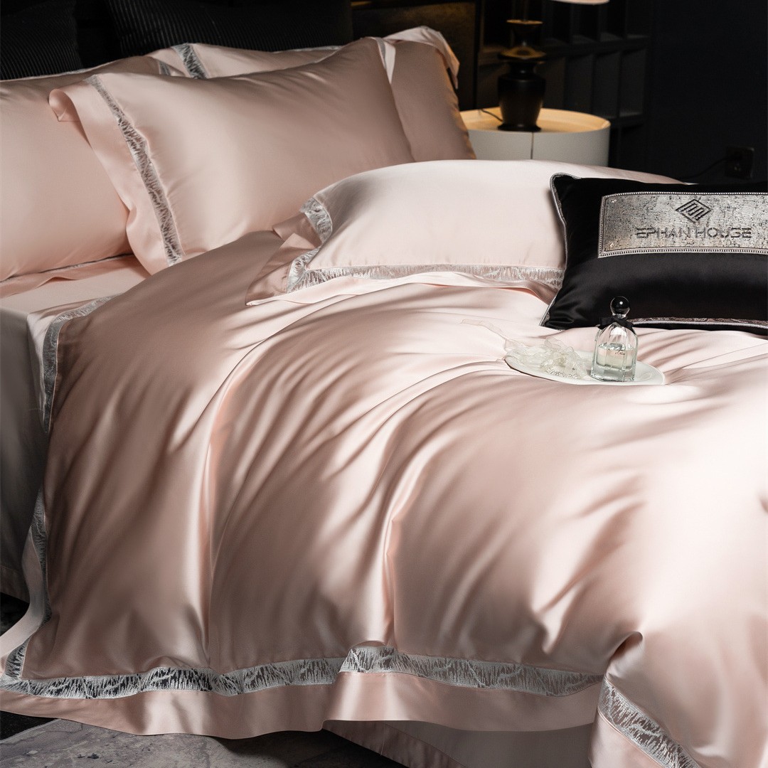 Italian Style Miniscan Hollow Edge Silk Brocade High Set Bedding Bedding Bedding Pure Cotton Australian Cotton Long-staple Cotton Four-piece Home Textile