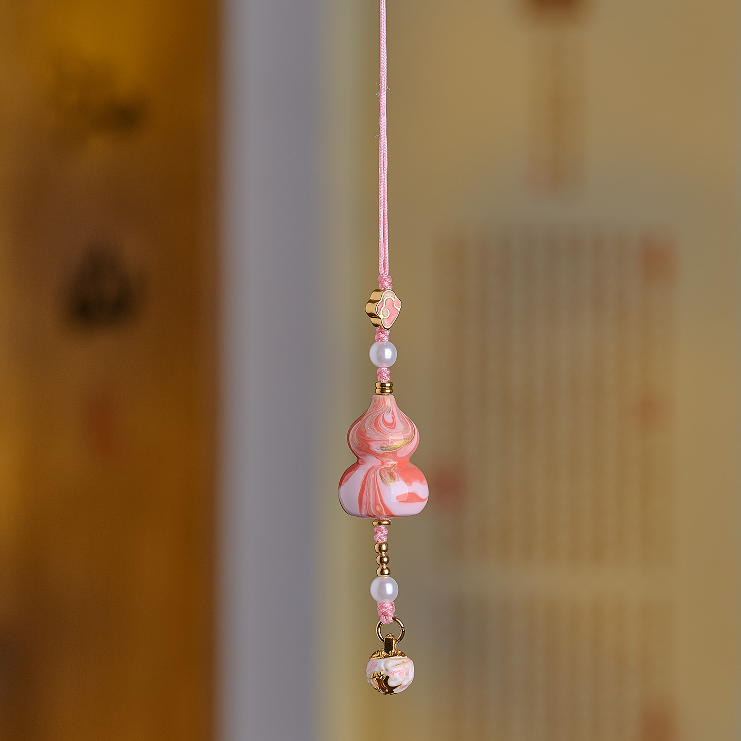 New Chinese-Style Lacquer Gourd Car Hanging Tassel Ornament Handmade Peace and Wealth Car Interior Decoration Ancient Style Bag Hanging