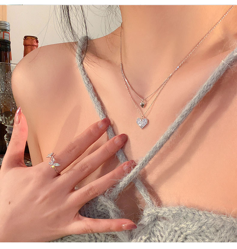 10g Weight Double Layer Necklaces Classification Ig Style Elegant Korean Style Heart Shape Copper Double Layer Necklaces