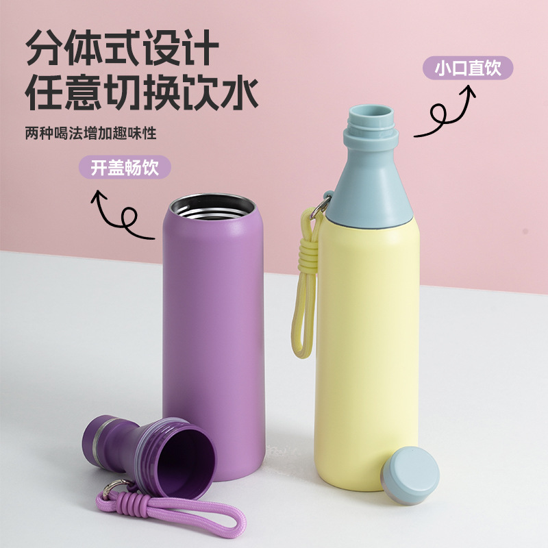 跨境新款不锈钢双层保温杯户外登山运动水壶小口可乐瓶水杯定制