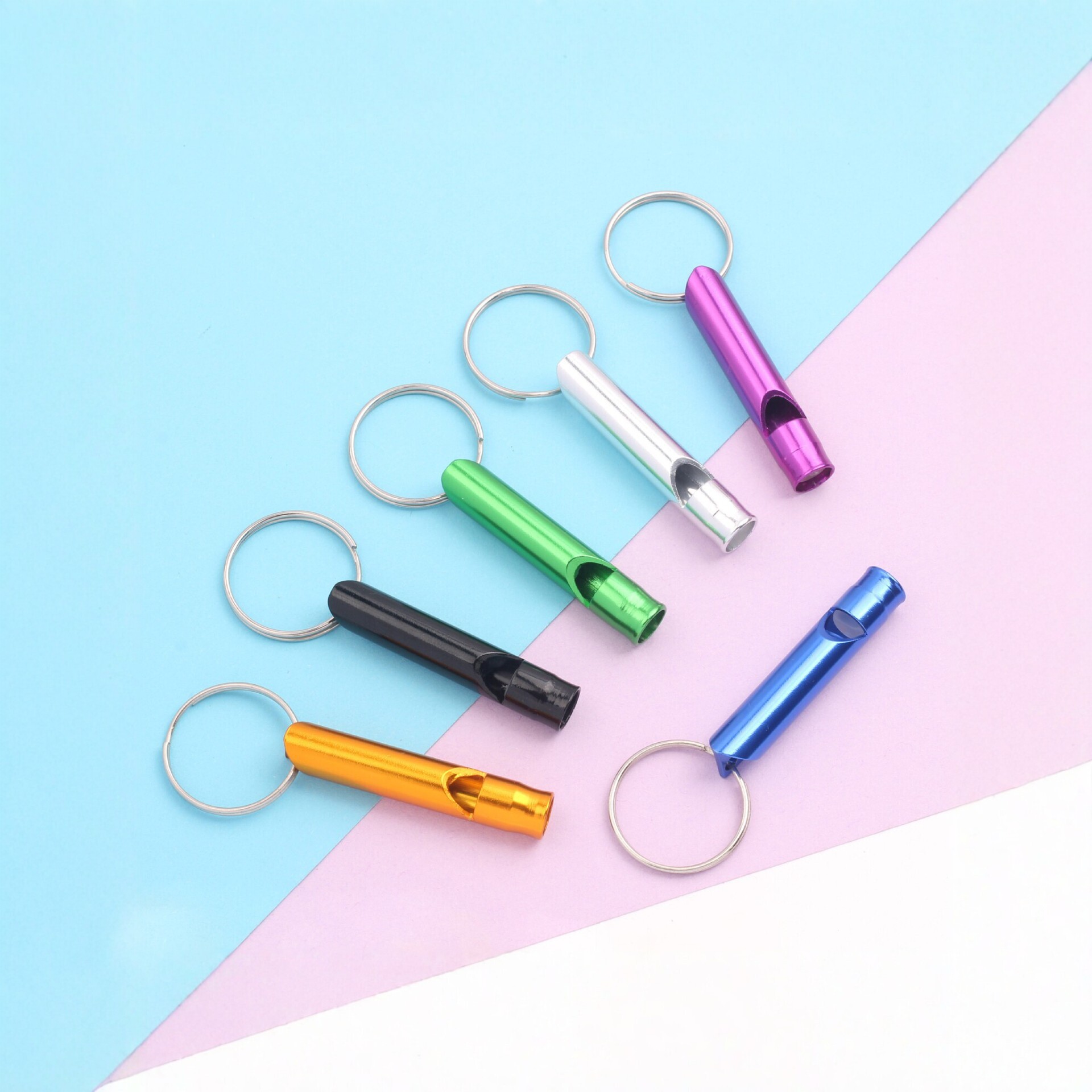 Aluminum alloy whistle keychain outdoor safety whistle survival whistle keychain portable life-saving whistle referee training whistle