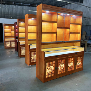 Solid Wood Jewelry Display Cabinet Jade Jade Beeswax Bracelet Glass Chinese Counter Antique Tea Display Cabinet Display Cabinet