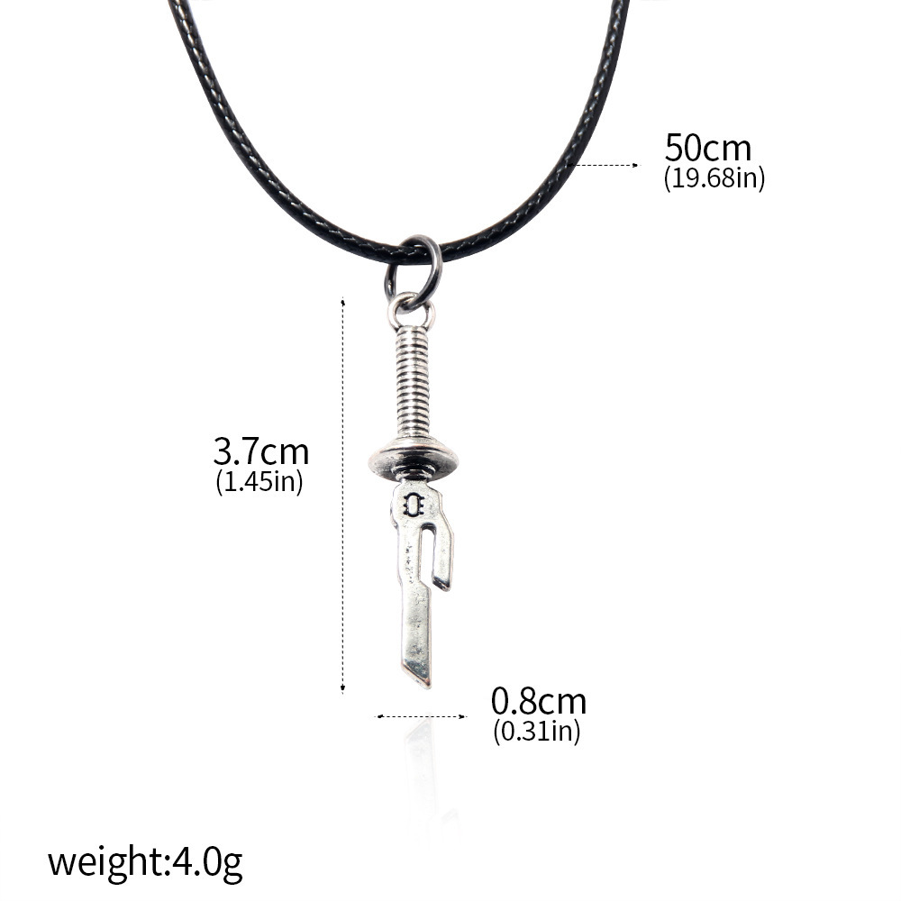 Collana uomo anime con pendente spada nera in metallo personalizzata_voghion.com