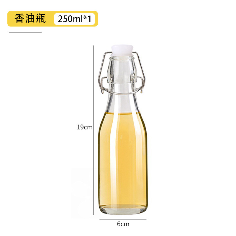Botella sellada de vidrio de grado alimenticio, hebilla, tapa, aceite de sésamo, botella vacía, olla de aceite de cocina de gran capacidad, botella de bebida condimentada