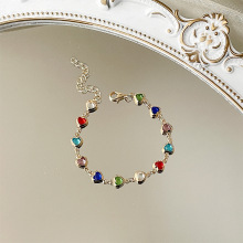 跨境外贸专供糖果色玻璃钻串珠手工制作甜美手串民族风镀18K手链