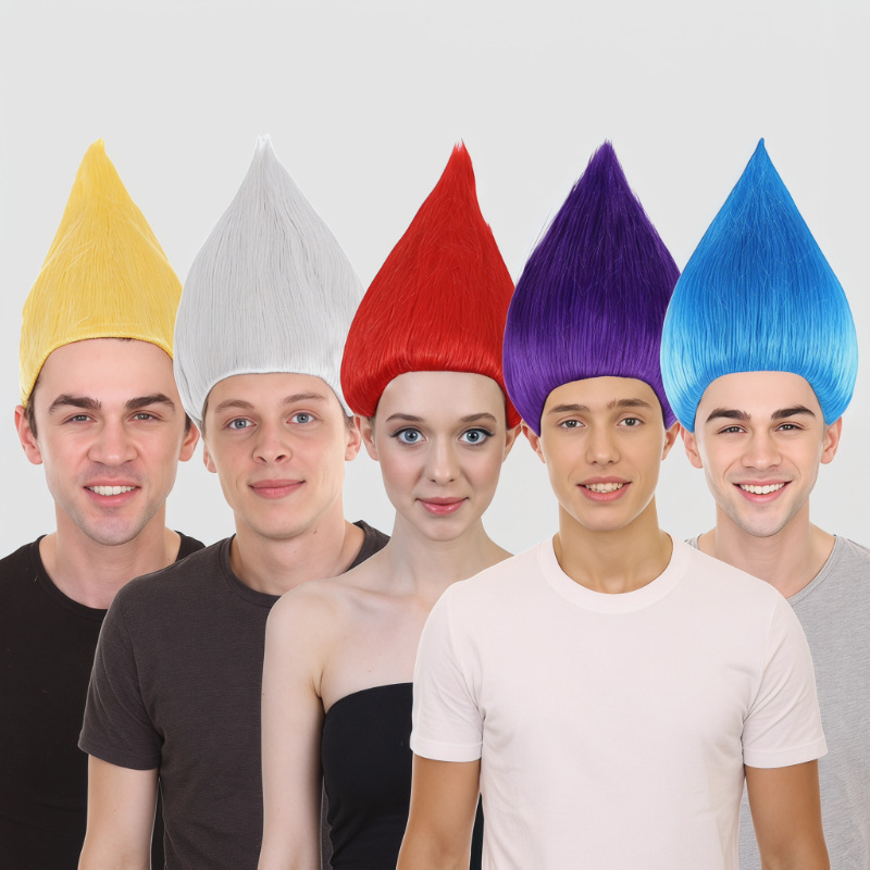 Cross-border Halloween Troll Water Drop Wig Unisex Flame Fiber Wig Cosplay Party Wig Cross-border Halloween Troll Water Drop Wig Unisex Flame Fiber Wig Cosplay Party Wig