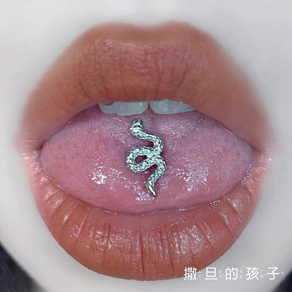 Labret stud lip piercing jewelry styling detail