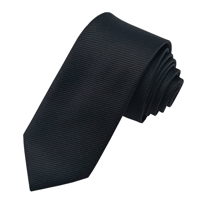 Factory direct sales men's tie black fine line formal dress Korean version of business casual shirt with 6cm hand type narrow