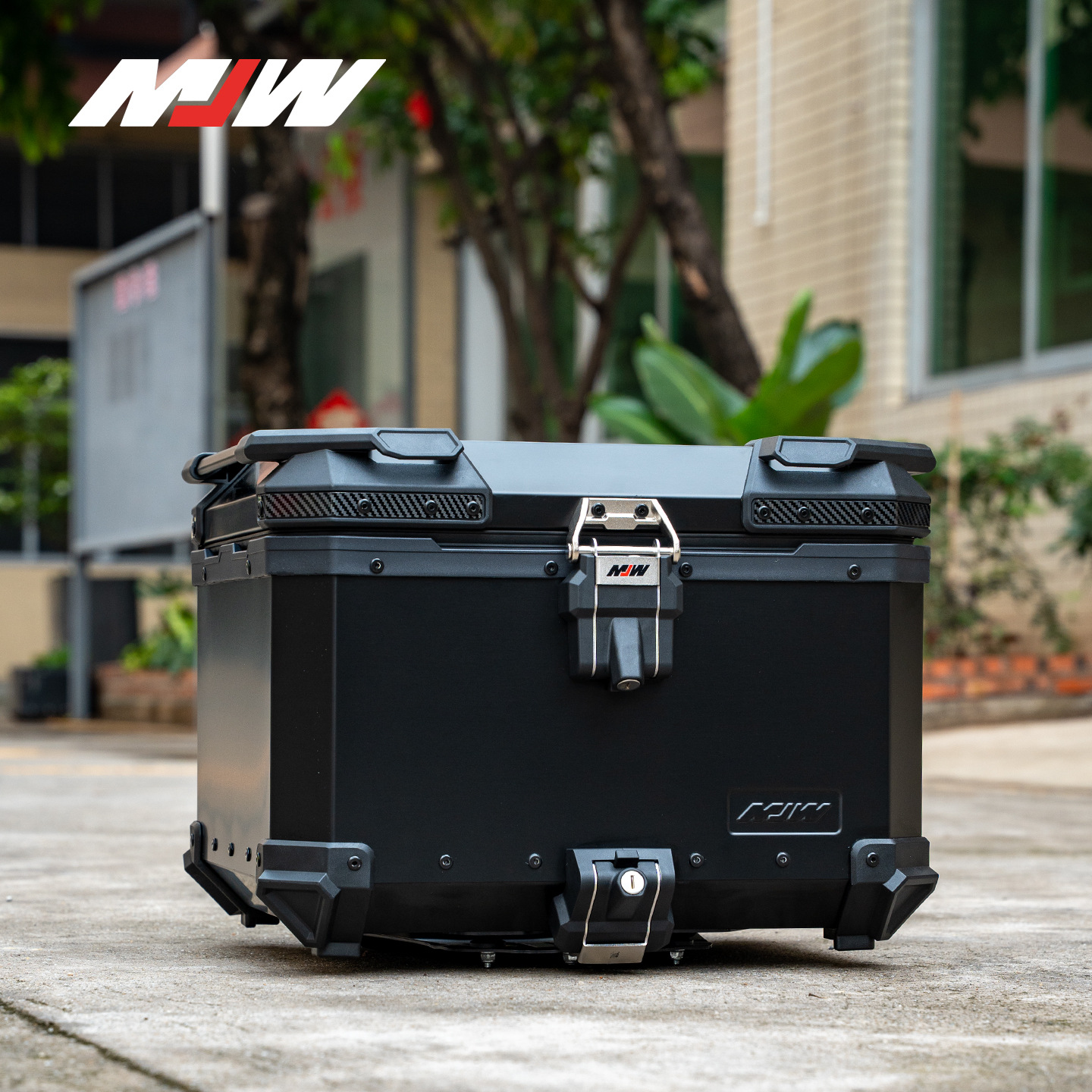 Mjw Embossed Anodized Silver Bm Lock 45L55L Quick-Release Motorcycle Aluminum Alloy Tail Box Waterproof Trunk Storage Box