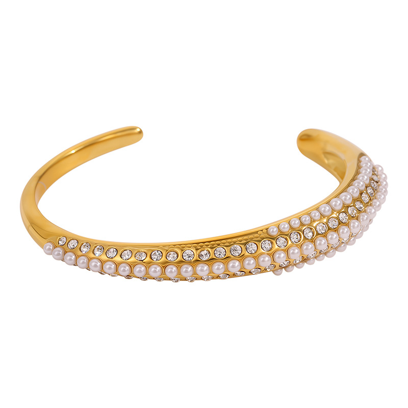 Pulsera de acero de titanio para mujer, sentido de alta gama, pulsera retro europea y americana que no se desvanece, oro de arena, apertura, circón, joyería de pulsera de acero inoxidable image 38