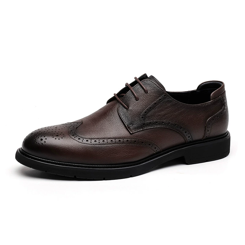 Men's leather shoes, first layer cowhide, business British brogue, formal men's leather shoes, soft sole, soft surface