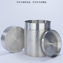 游锡湖纯锡密封罐家用大口茶叶罐做旧锤纹醒茶罐散茶储茶罐超大号