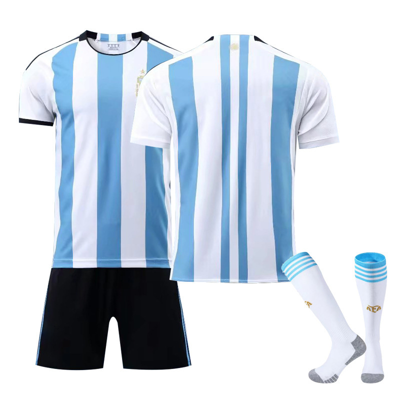 Verano Argentina fútbol uniforme niños traje de los hombres al aire libre correr deportes de secado rápido Massey Jersey mujeres adultas al por mayor
