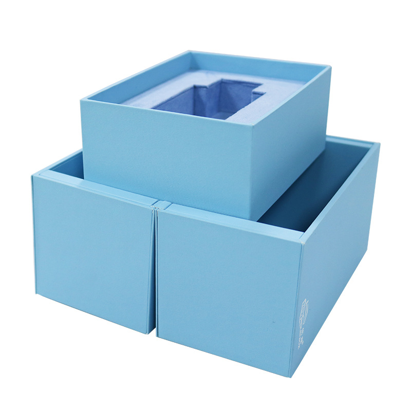 Custom doble caja de lápiz labial plegable caja de perfume azul cielo caja de embalaje de cosméticos recubierto caja de regalo de aceite esencial personalizada image 4