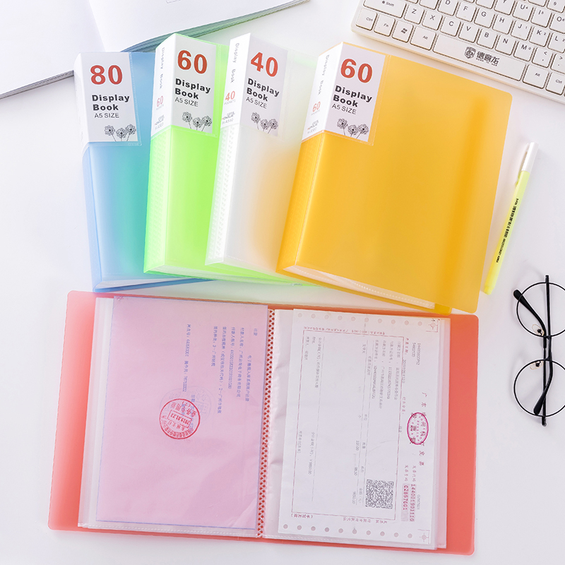 A5 폴더 책 투명 삽입 작은 정보 책 8inch 사진 앨범 클립 사무용품 보관 영수증 클립 도매