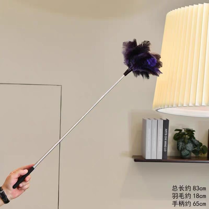 Ostrich Feather Duster Telescopic Household Dust Removal and Ash Sweeping Artifact Anti-static Car Sweeping Dust Suction Duster Thickened