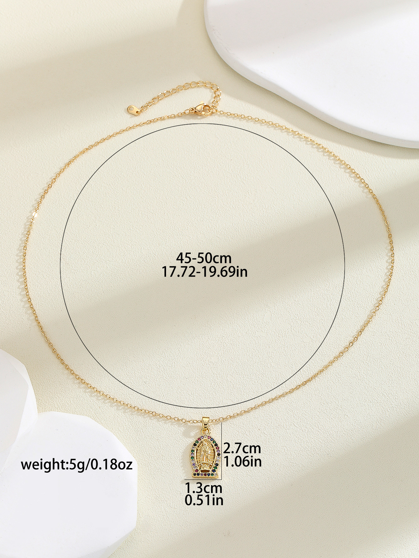 12g Weight Copper Pendant Material Zircon Inlay Material Pendant Necklace Classification Copper Chain Material 1 Piece Quantity Holiday, Daily Occasion Copper Material Human, Virgin Mary, Oval Pattern Women's Gender Inlay Design IG Style Style Copper Inlay Human Virgin Mary Oval Zircon Pendant Necklace 16