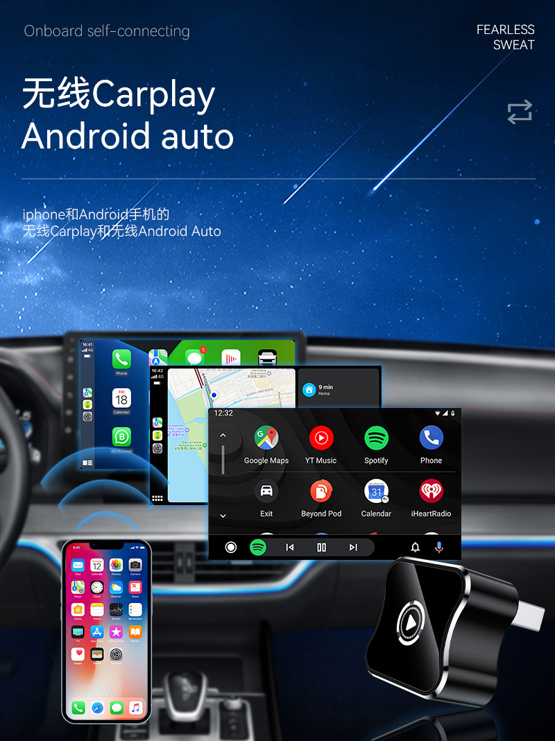 Hot-Selling 2-in-1 Connected Car Box Android Autocarplay Module Smart Wireless Carplay Box