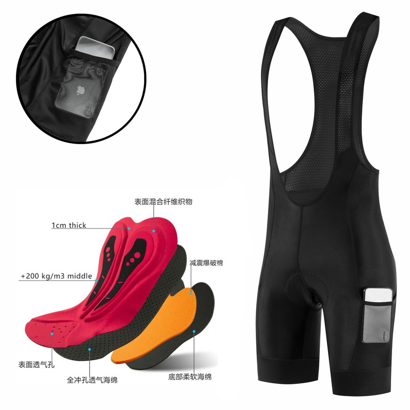 Fualrny men's new cycling shorts sports overalls blasting cotton cushion two-side pockets cross-border hot