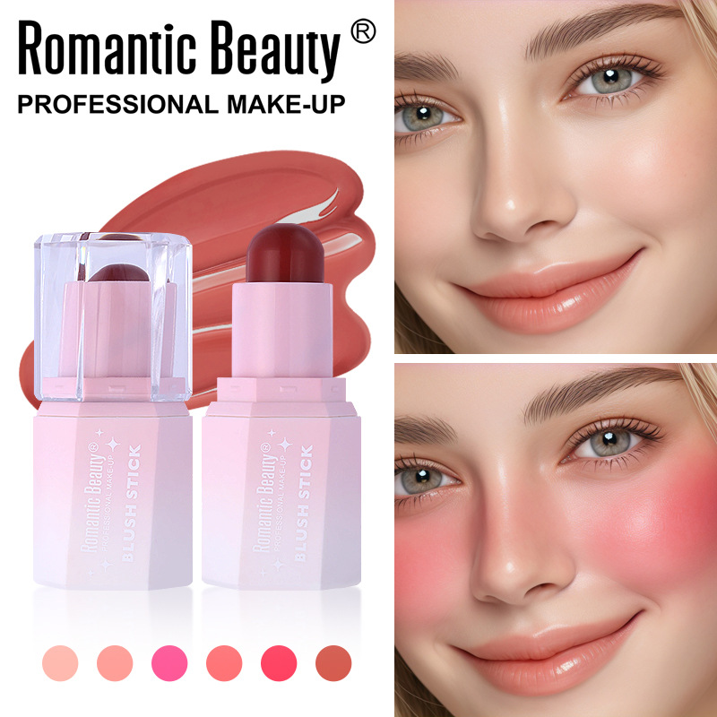 Barras de blush transfronterizas duraderas de blush estereoscópico natural perlada carmine mate comercio exterior color maquillaje para mujeres