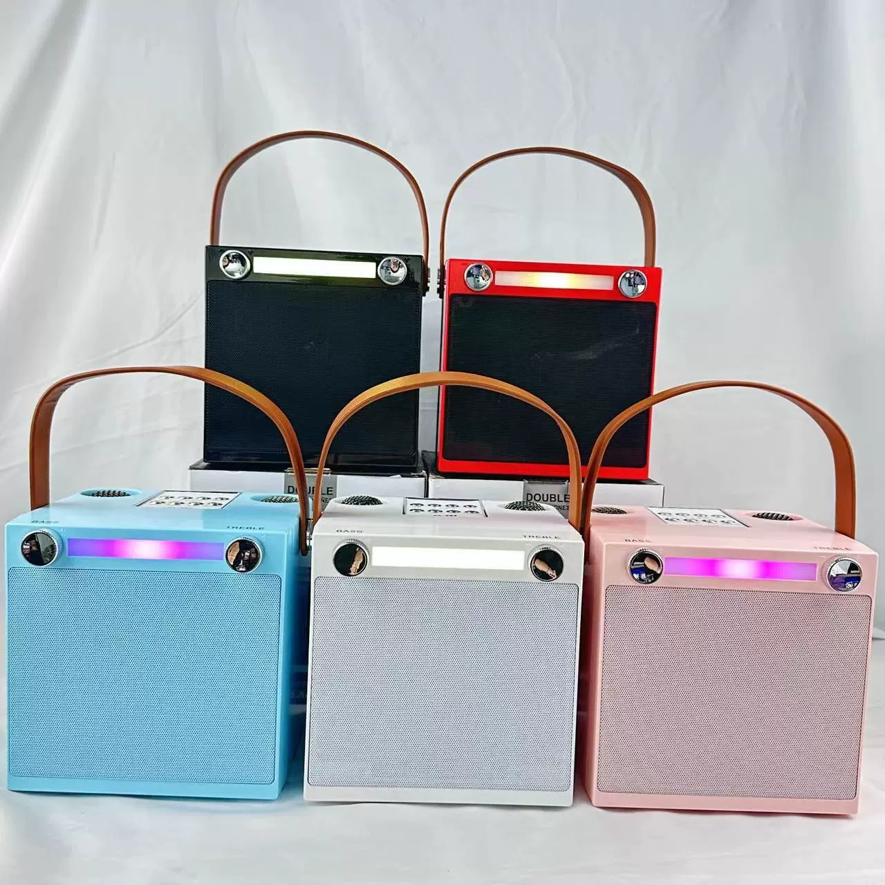 跨境CL223蓝牙音响家庭电视KTV一体机套装双麦克风YS203蓝牙音箱