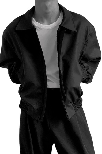 Khaki Retro Hong Kong-Style Spring/Fall Coat | Hiphop Short Padded Shoulder Bomber Jacket | Men's Workwear Windbreaker