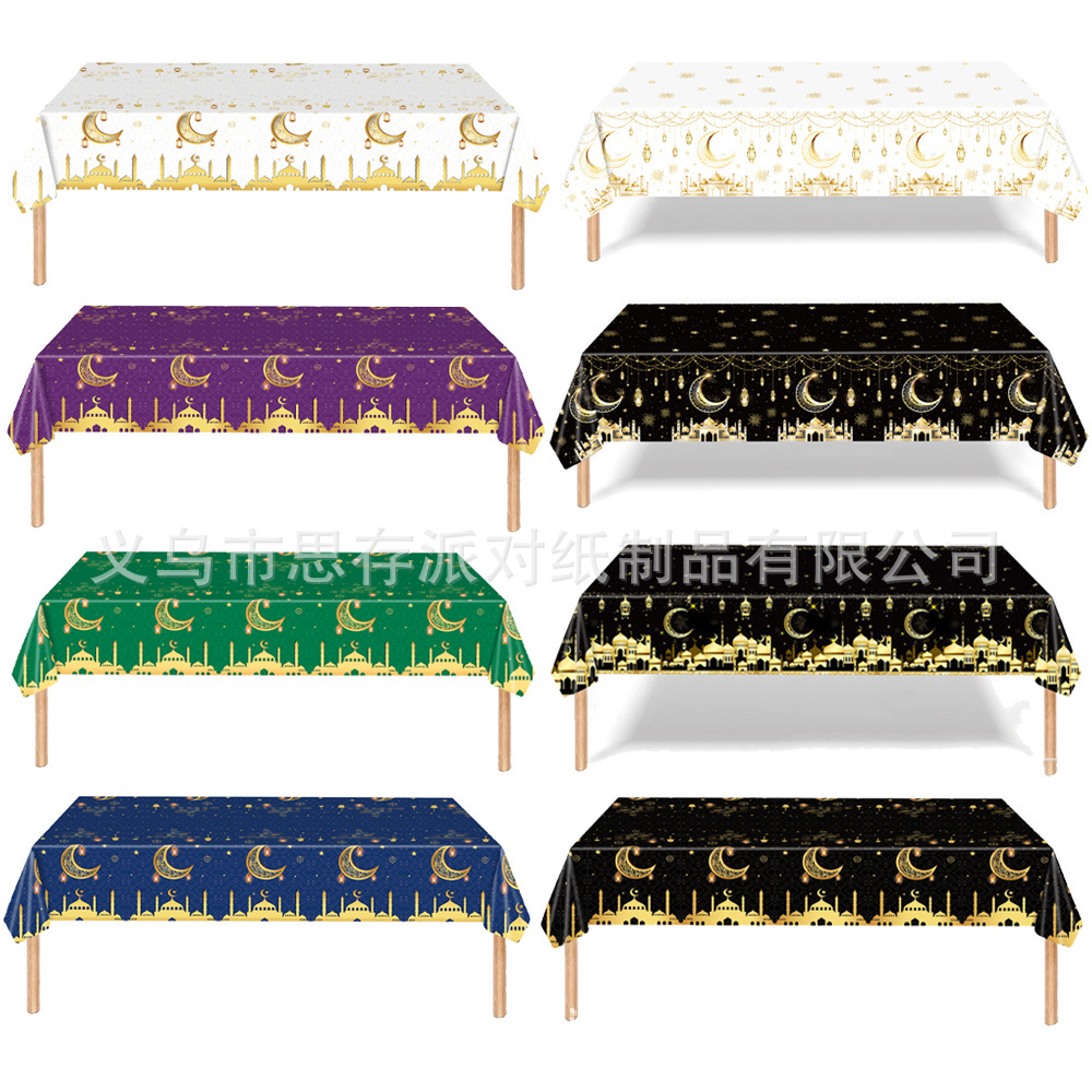 Cross-Border Moon Castle Theme Waterproof Tablecloth Decoration for Moon Festival Party Venue Tablecloth Atmosphere Flag