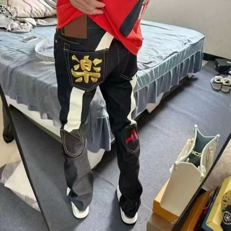 Influencer-style casual straight-leg slim-fit high street jeans for men, 2026 new trendy brand stylish slim-fit long pants