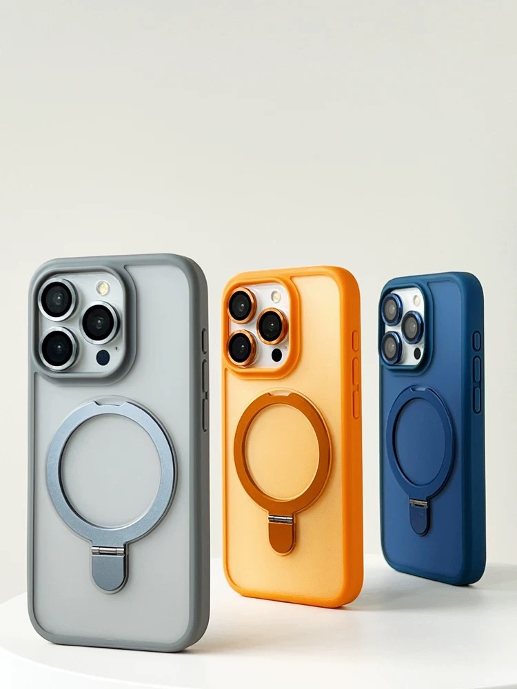 Coque magnétique givrée avec protection objectif pour iphone_voghion.com