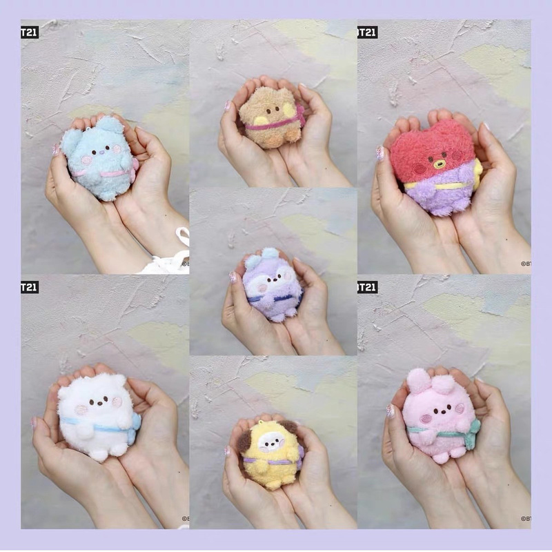 BT21 plush doll small backpack chest bag pendant keychain BTS gift for girls earphone bag hanging toy doll